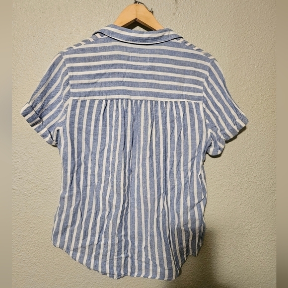Rails Savannah Striped Draped Blouse sz small linen - Picture 4 of 6